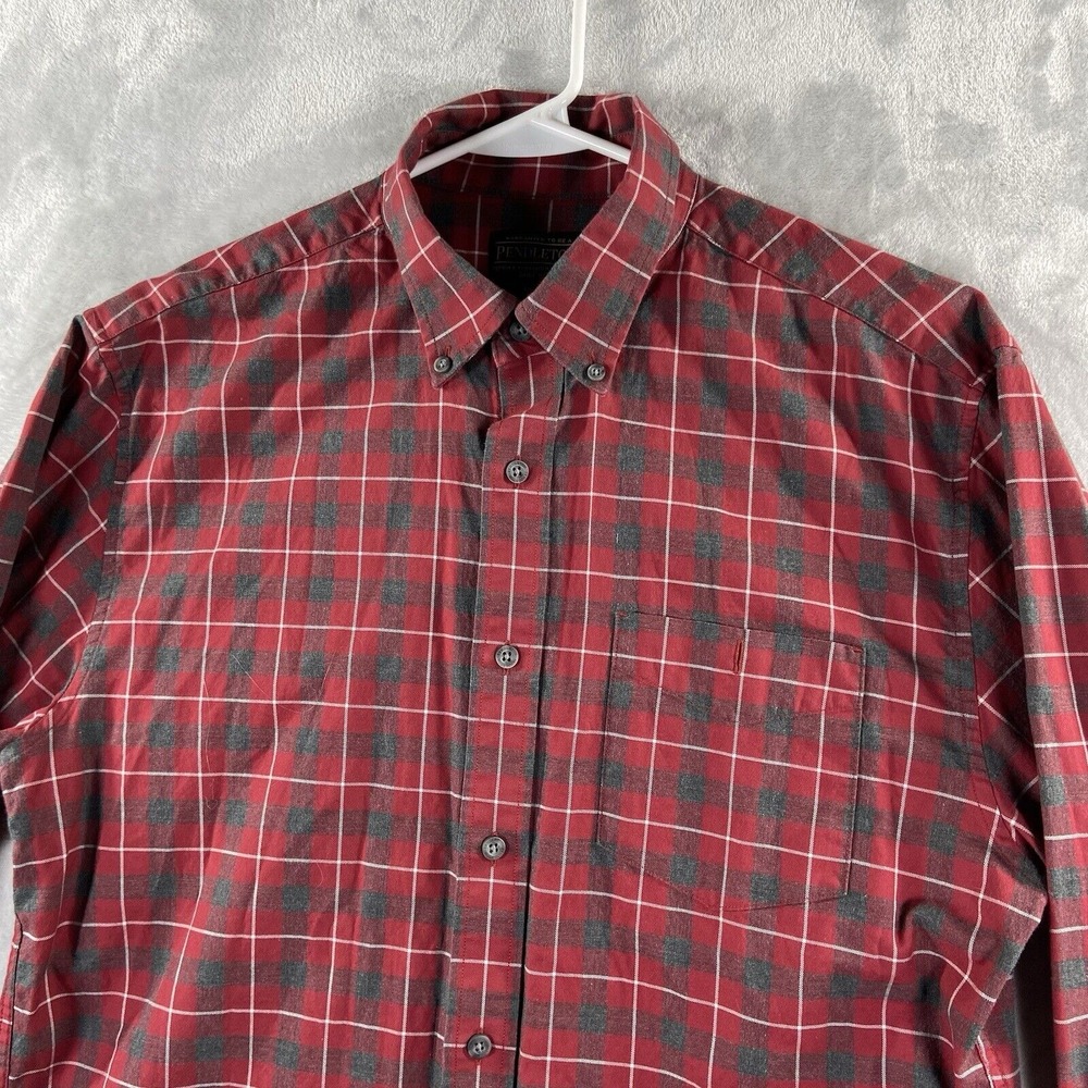 Pendleton Shirt Men's Medium Button Down Red Plai… - image 5